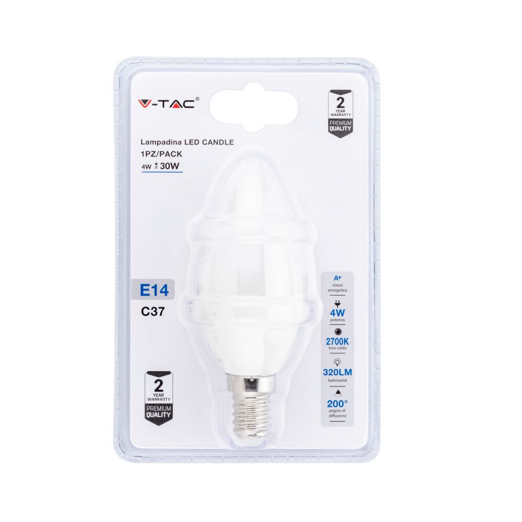 Lampadina LED 4W E14 Candela 2700K (Blister 1 pezzo)