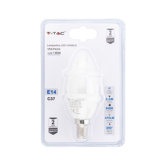 Lampadina LED 5.5W E14 Candela 6400K (Blister 1 pezzo)