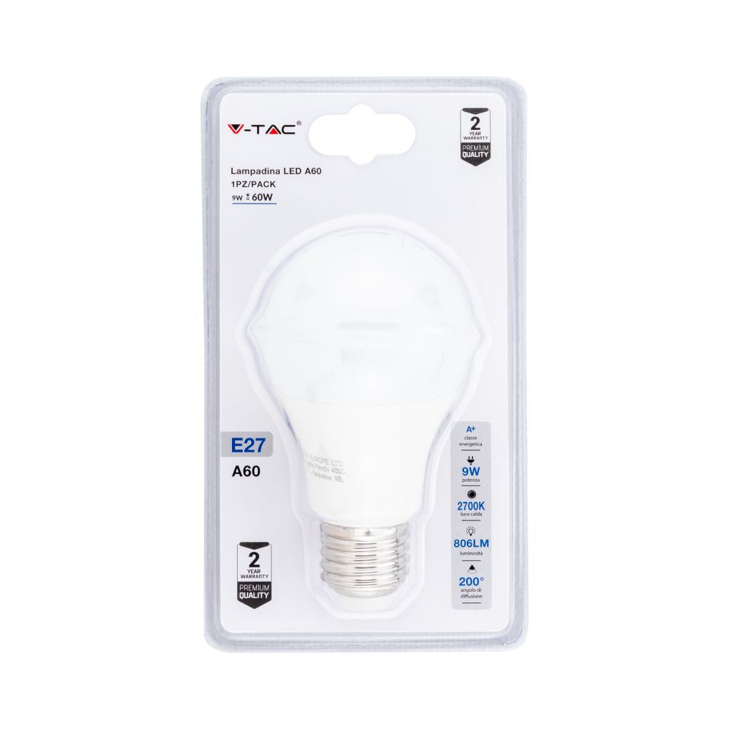 Lampadina LED 9W A60 E27 2700K (Blister 1 pezzo)