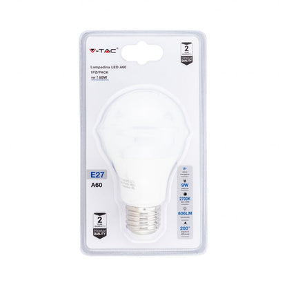Lampadina LED 9W A60 E27 2700K (Blister 1 pezzo)
