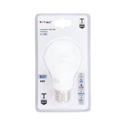 Lampadina LED 9W A60 E27 2700K (Blister 1 pezzo)