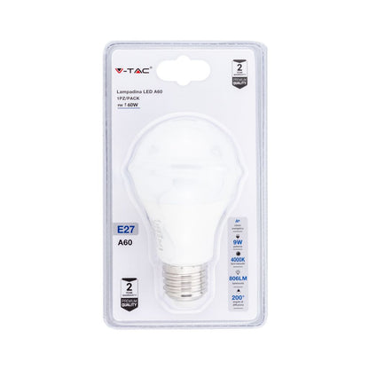 Lampadina LED 9W A60 E27 4000K (Blister 1 pezzo)