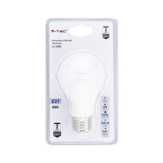 Lampadina LED 9W A60 E27 6400K (Blister 1 pezzo)