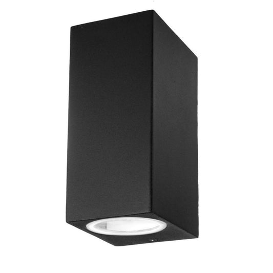 Wall Sleek Fitting GU10 Aluminium Body Square Black 2 Way IP44