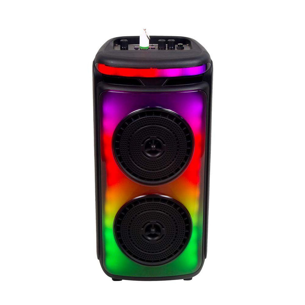 400W Rechargeable Speaker With 1 Wired Microphone RF Control and Handle 2x6.5 inch