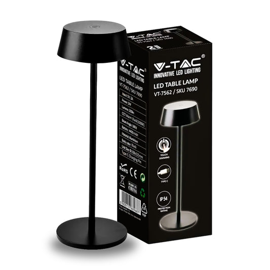 Led 2W Table Lamp 3000K Black Body Ip54
