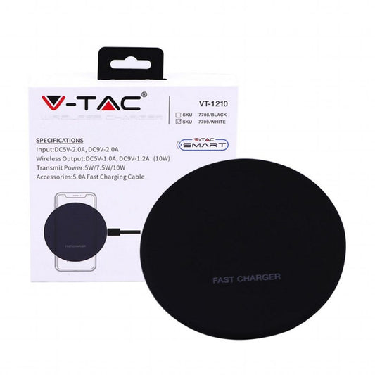 Wireless Charger 5A Fast Charging Round Black