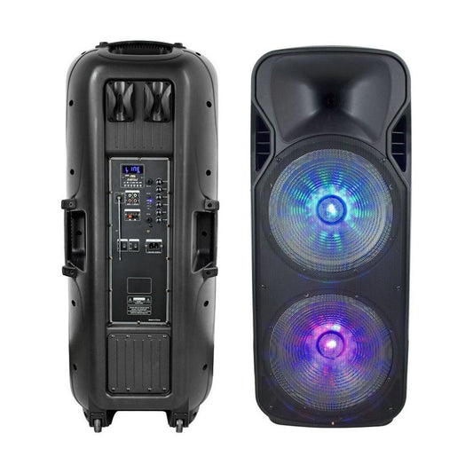 150W Rechargeable Trolley Speaker With One Wireless + One Wired Microphone RF Control RGB 2*12 inch