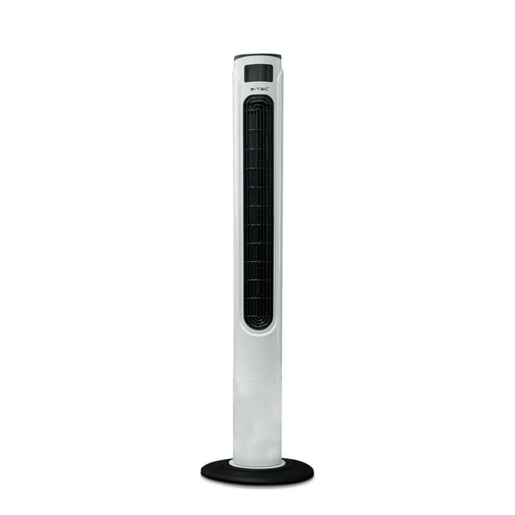 55W LED Tower Fan With Temperature Display And Remote Contrel 46 Inch White & BLA Finis