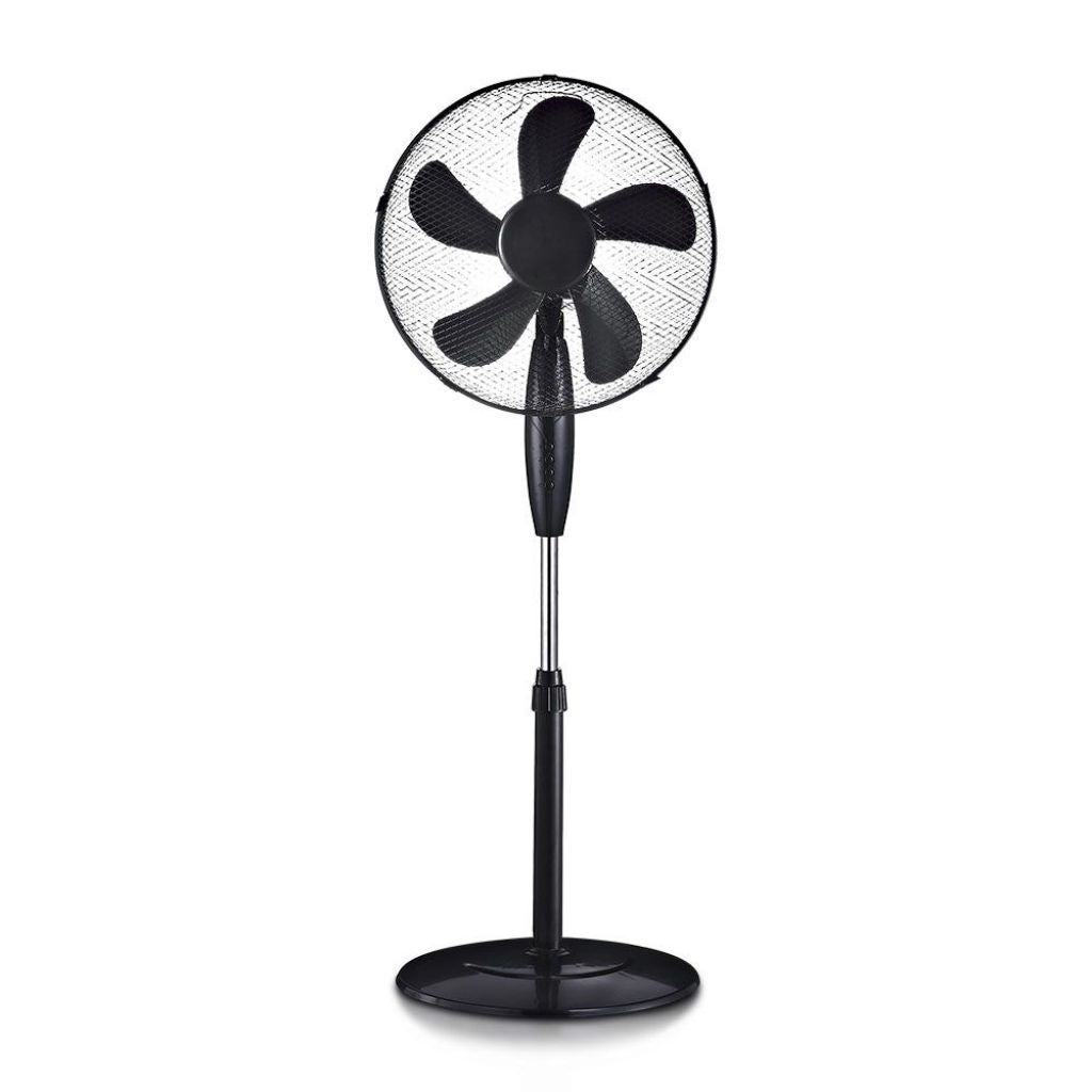 55W Stand Fan Round Base 5 Blades 3 Speed Black