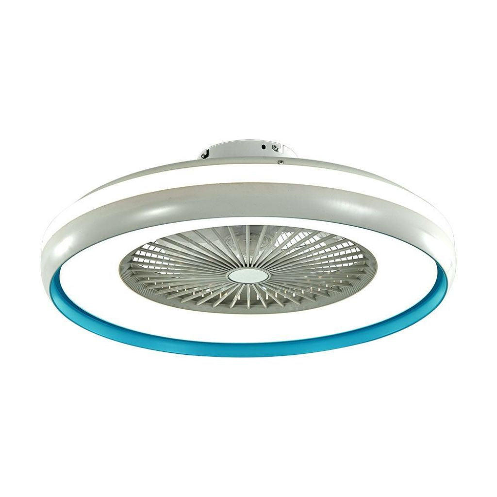 50W LED Box Fan With Ceiling Light RF Control 3in1 Motor Blue Ring