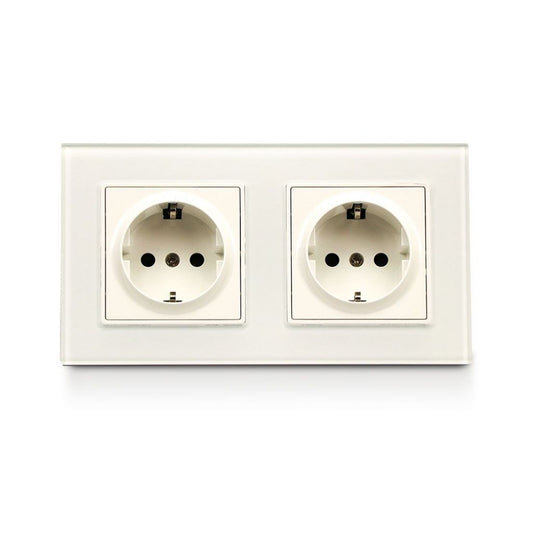 EU Socket 16A Glass Panel 2 Way White