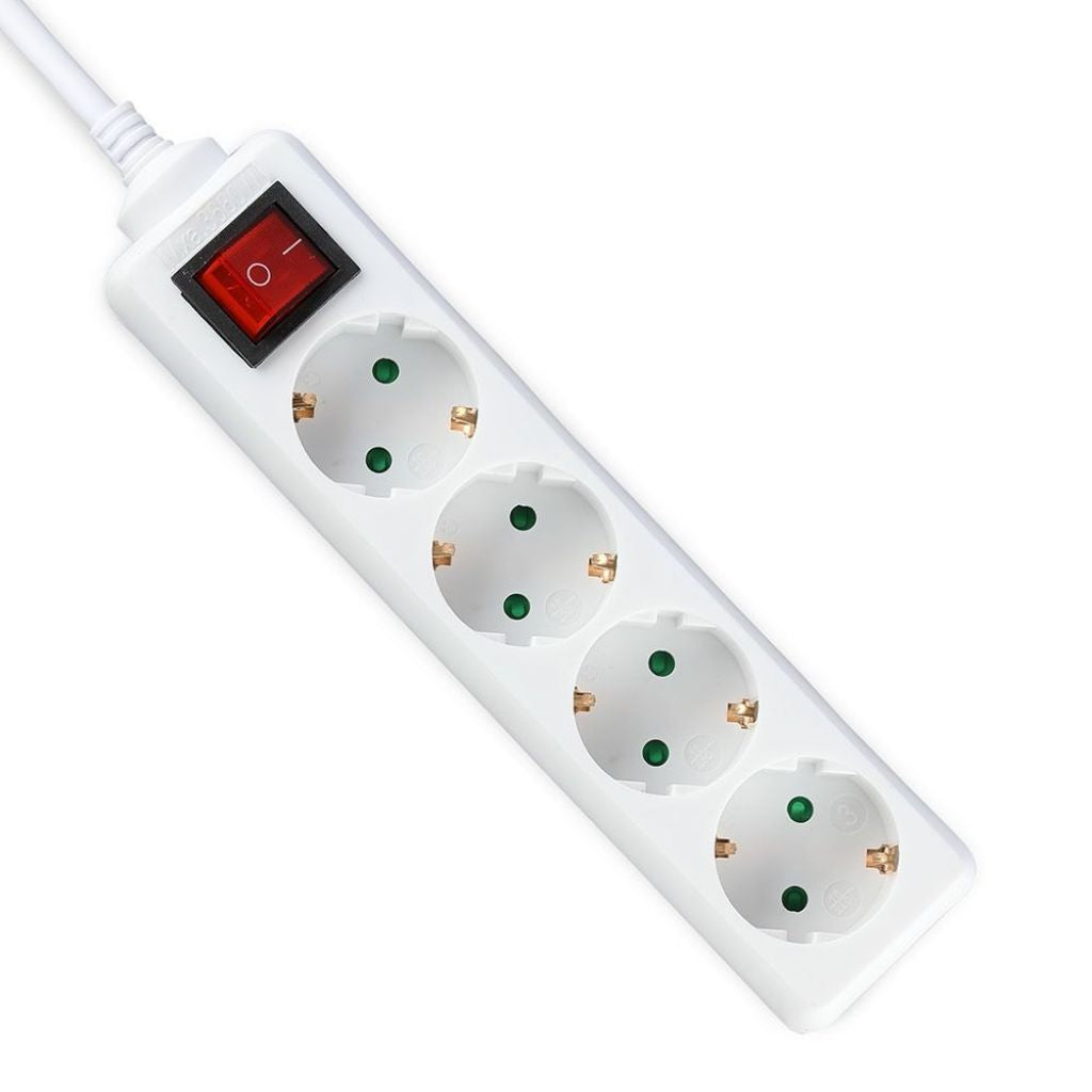4 Ways Socket With Switch (3G 1.5MM2 X 5M) Polybag With Card White