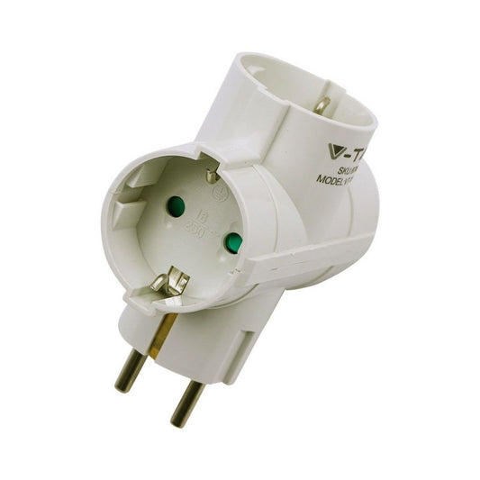 2 Ways Adapter With Earthing Contact 10/16A 250V (Label + Polybag With Headcard ) White