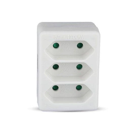 3 Outlet Adapter 2.5A  White Label + Poly Bag