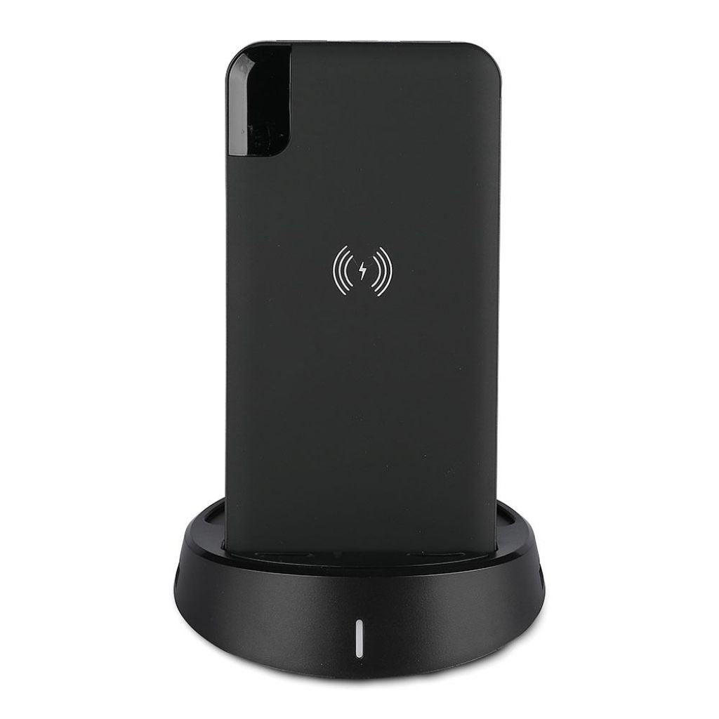 10K Mah Power Bank With Wireless Charger & Display Black Lamp Stand Black