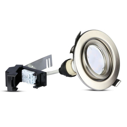 LED Spotlight - 5W GU10 With Fitting Satin Nichel Body 3000K 3pcs/Pack