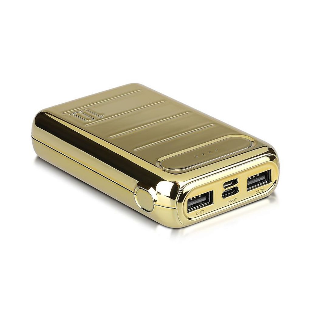 10K Mah Gold Finish Power Bank Dual USB+TypeC