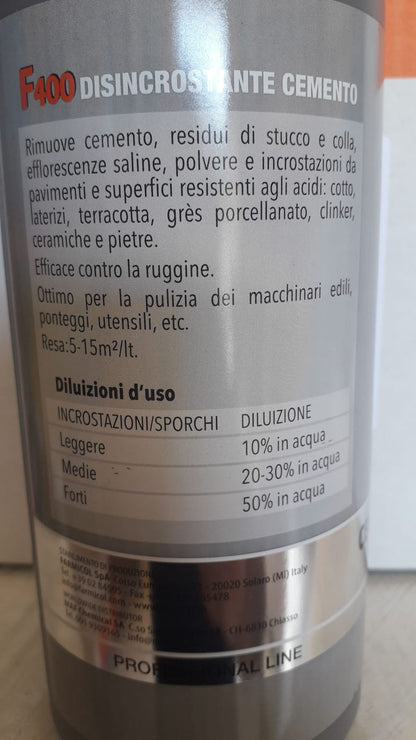 DISINCROSTANTE ACIDO PER CEMENTO F400 LT 1